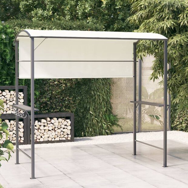 Prieel met dak 220x110x200 cm cr&amp;egrave;mekleurig 1