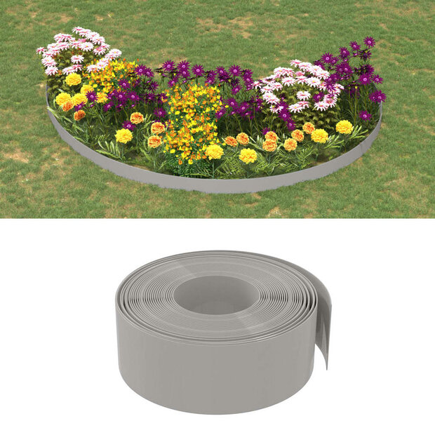 Tuinrand 10 m 20 cm polyetheen grijs 1