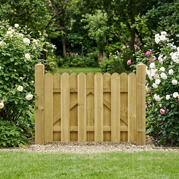 Tuinpoort 100 x 75 cm Massief grenenhout Groen 1