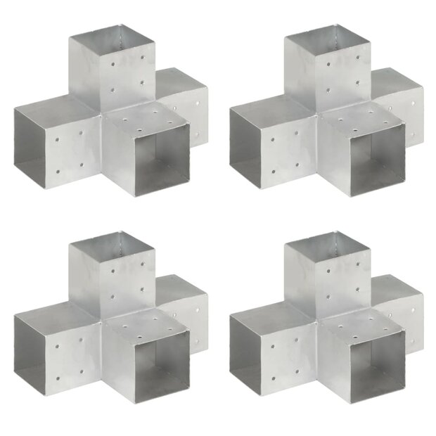 Paalverbindingen 4 st X-vorm 101x101 mm gegalvaniseerd metaal 1