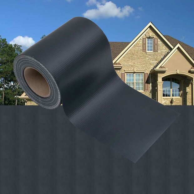 Tuinscherm 35x0,19 m PVC mat donkergrijs 1