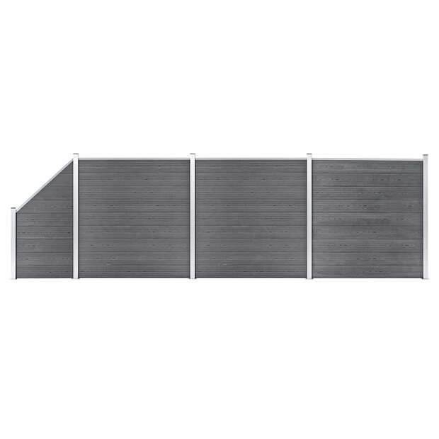 Schuttingset 3 vierkant en 1 schuin 619x186 cm HKC grijs 1