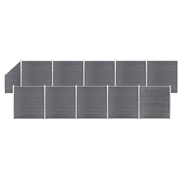 Schuttingset 10 vierkant en 1 schuin 1830x186 cm HKC grijs 1