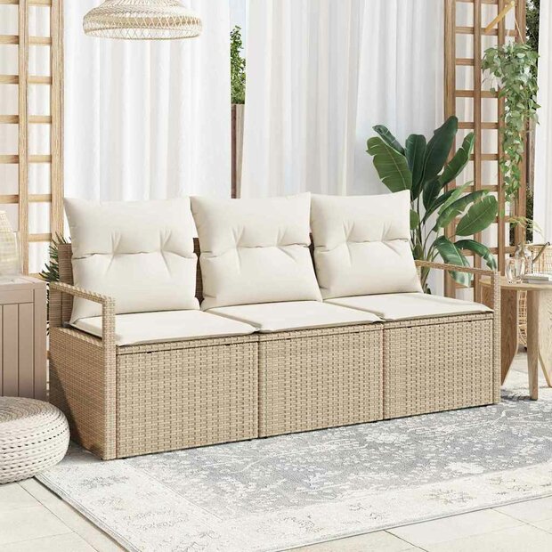 Bankstel 3 pcs Beige poly rattan 1