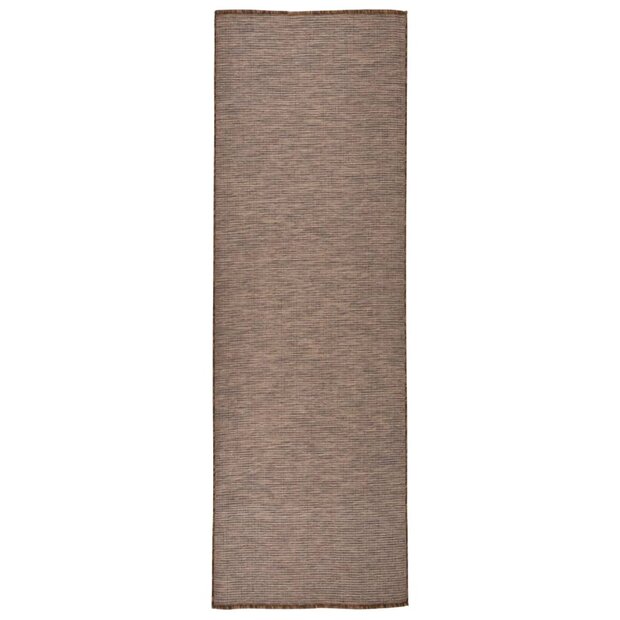Buitenkleed platgeweven 80x250 cm bruin 1