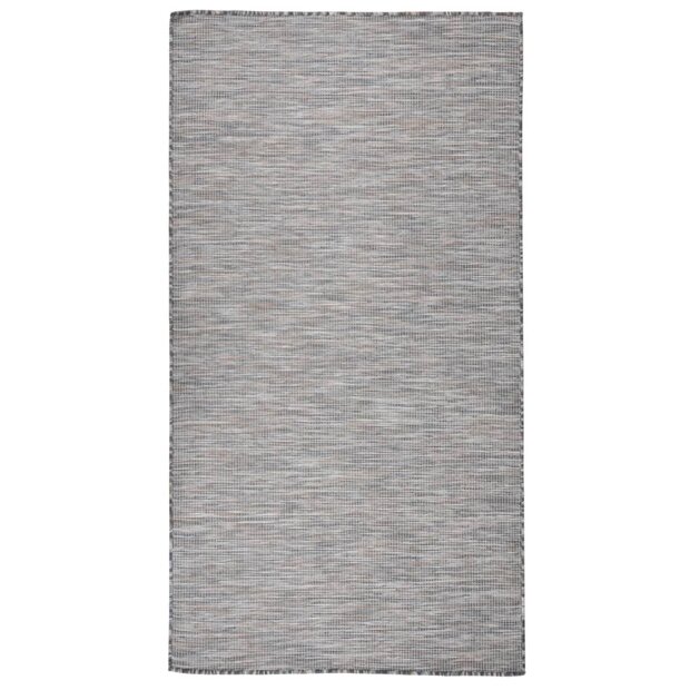 Buitenkleed platgeweven 80x150 cm bruin en blauw 1