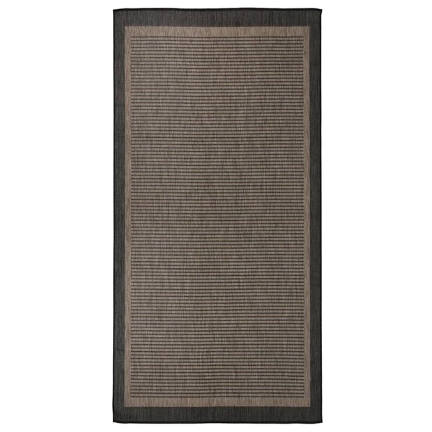 Buitenkleed platgeweven 100x200 cm donkerbruin 1