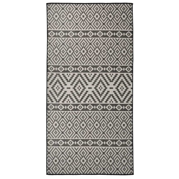 Buitenkleed met patroon platgeweven 100x200 cm zwart 1