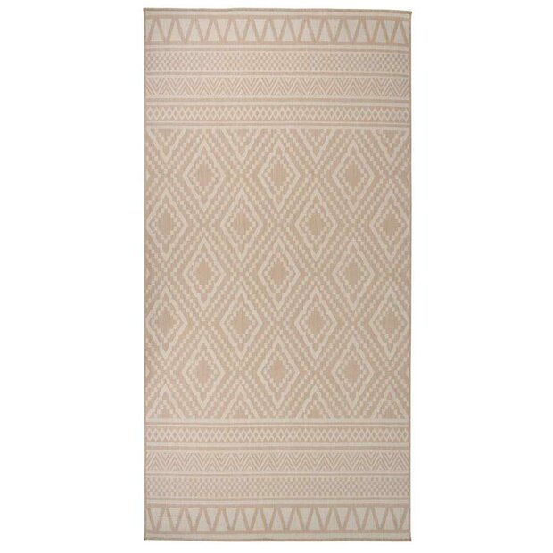 Buitenkleed met patroon platgeweven 100x200 cm bruin 1