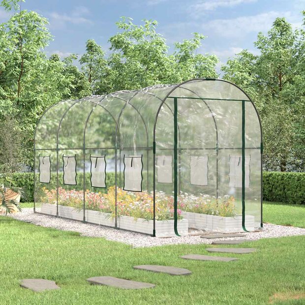 Tuinkas 160x400x190 cm PVC en gepoedercoat staal transparant 1