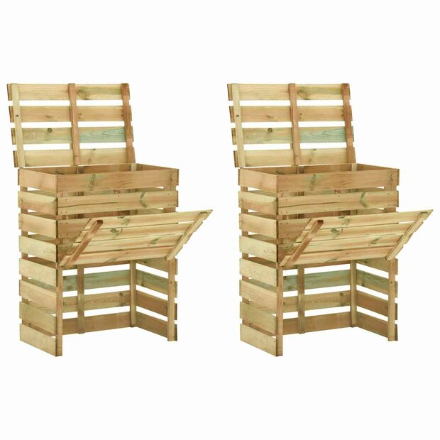 Tuincompostbakken 2 st 80x50x100 cm ge&amp;iuml;mpregneerd grenenhout 1
