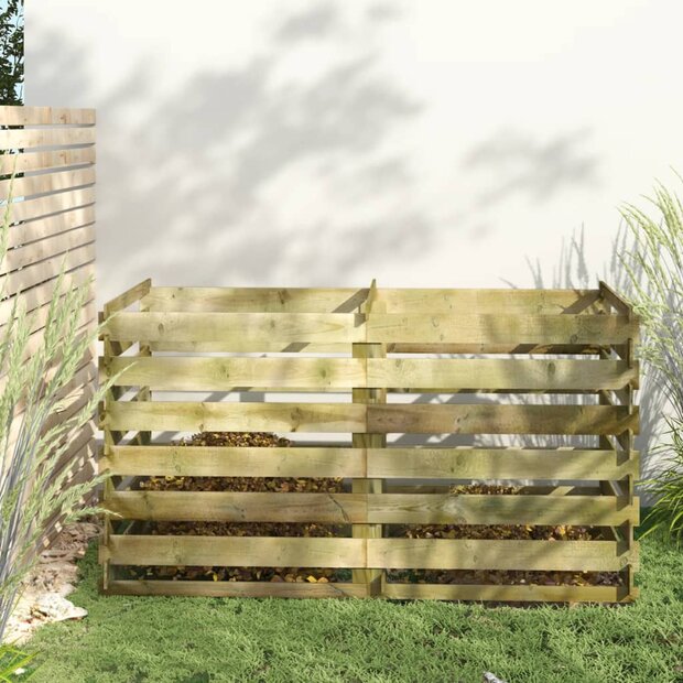 Compostbak met latten ge&amp;iuml;mpregneerd grenenhout 180x90x90 cm 1