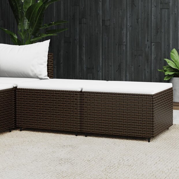 Voetensteunen 2 st met kussens poly rattan bruin 1