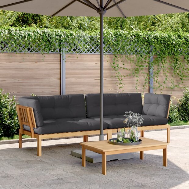 Tuinhoekbanken 2 st pallet met kussens massief acaciahout 1