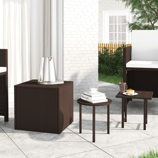 Tuinbijzettafels 3 st poly rattan bruin 1