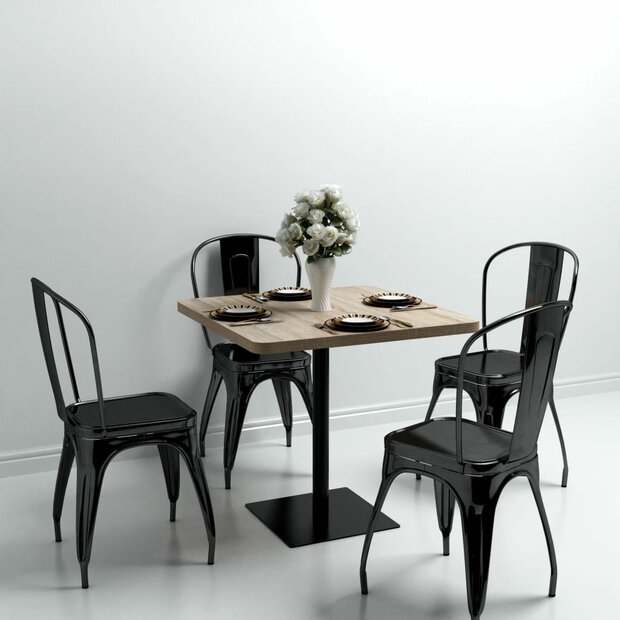 Bistrotafel vierkant 80x80x75 cm MDF en staal eikenkleur 1