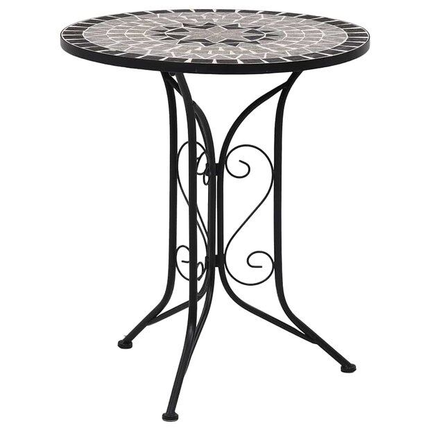 Bistrotafel moza&amp;iuml;ek 60 cm keramiek grijs 1