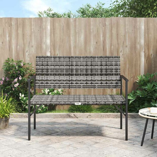 Tuinbank 2-zits poly rattan grijs 1