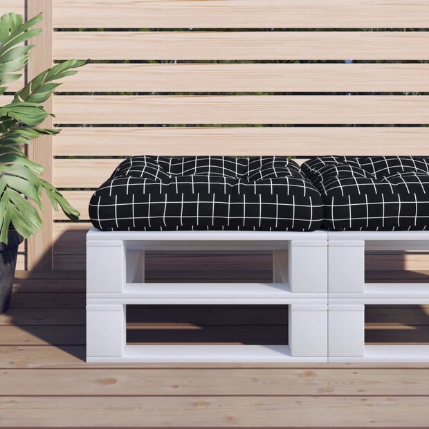 Palletkussen ruitpatroon 60x60x12 cm stof zwart 1