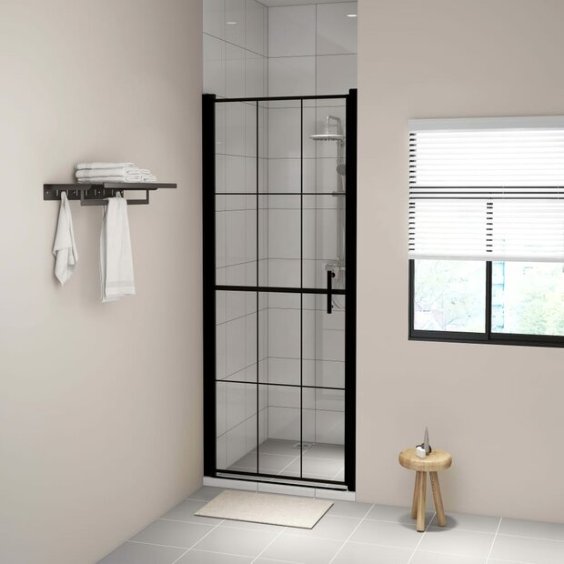 Douchedeur 81x195 cm gehard glas zwart 1