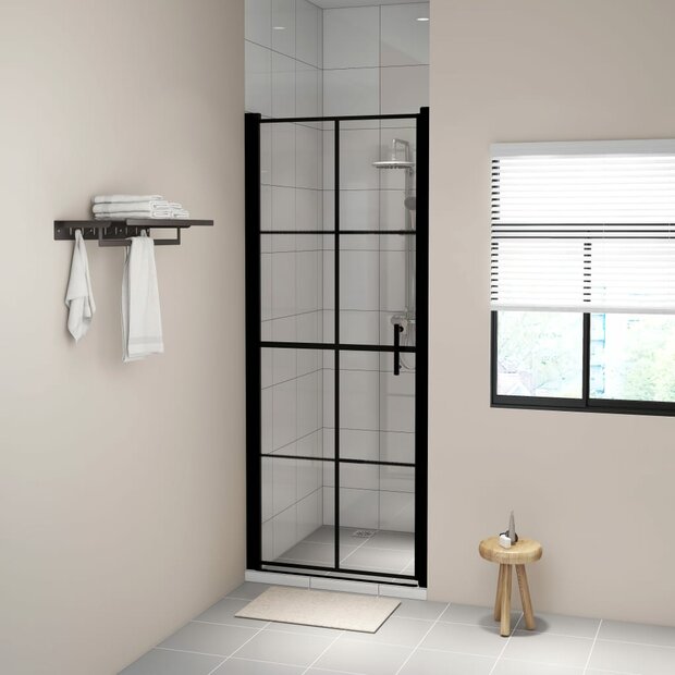 Douchedeuren 81x195 cm gehard glas zwart 1