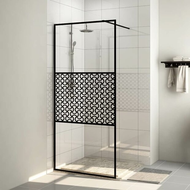Inloopdouchewand 80x195 cm ESG-glas transparant en zwart 1