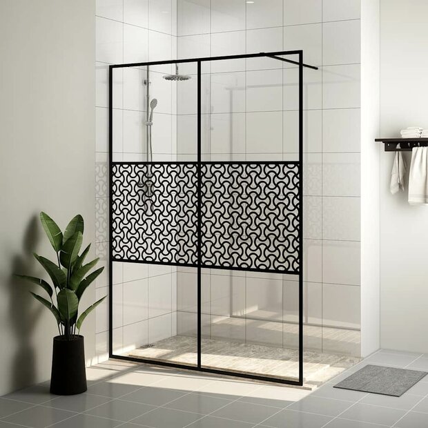 Inloopdouchewand 140x195 cm ESG-glas transparant en zwart 1