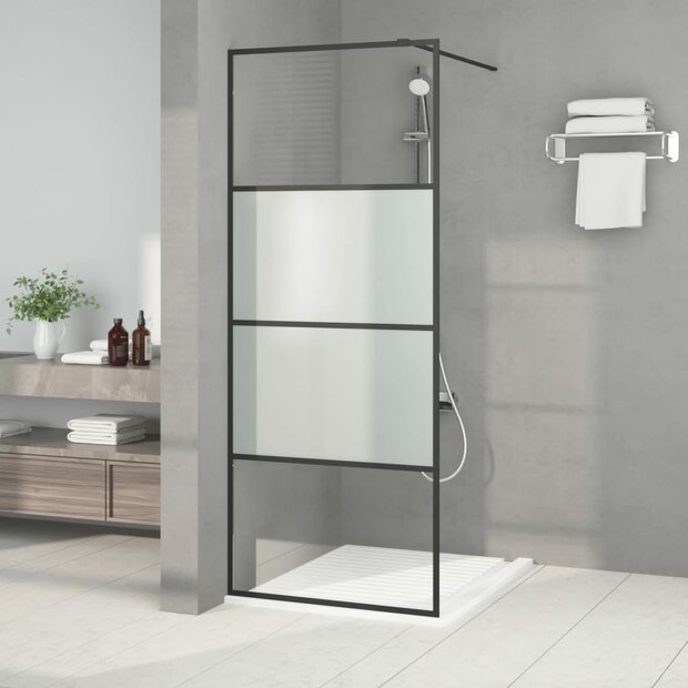 Inloopdouchewand 80x195 cm halfmat ESG-glas zwart 1