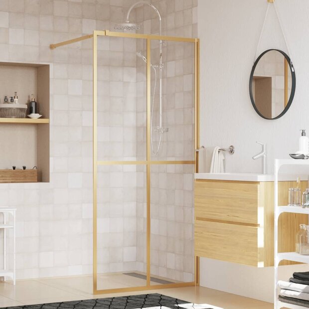 Inloopdouchewand transparant 100x195 cm ESG-glas goudkleurig 1