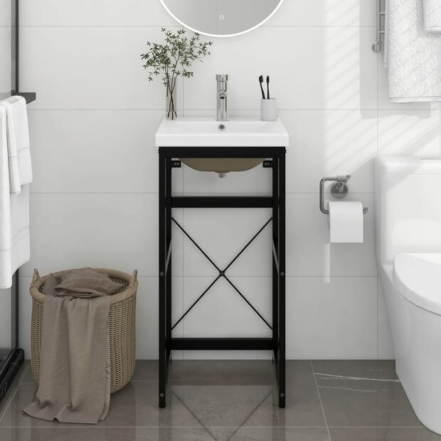 Wastafelframe met inbouwwastafel ijzer zwart 1
