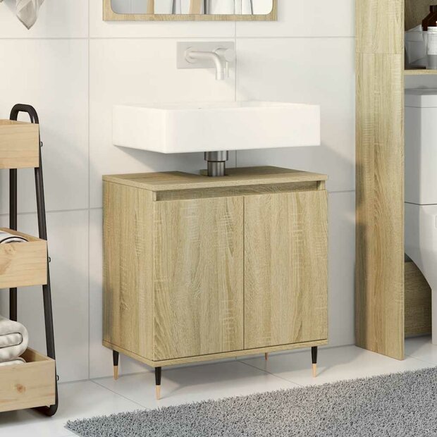 Badkamerkast 58x33x60 cm bewerkt hout sonoma eikenkleurig 1