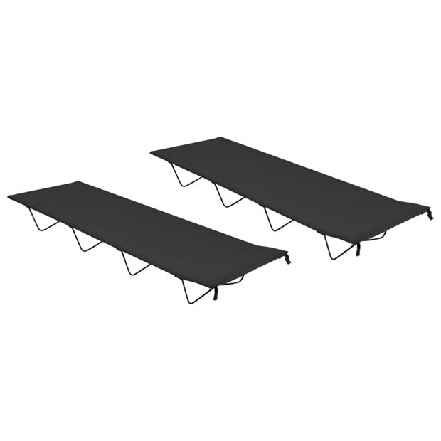 Veldbedden 2 st 180x60x19 cm oxford stof en staal zwart 1