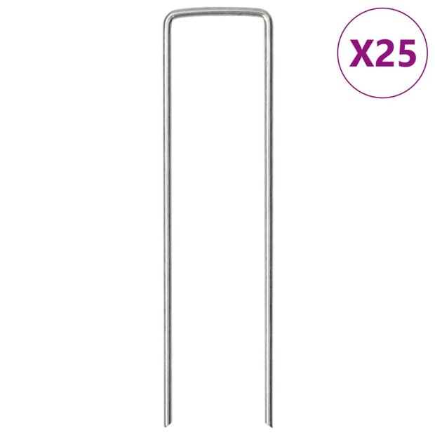 Grondharingen 25 st U-vormig 15x3,5 cm gegalvaniseerd staal 1