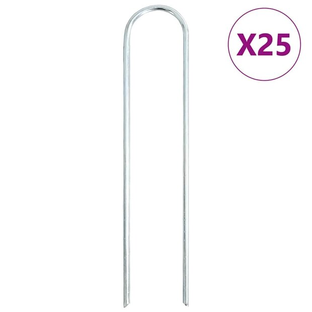 Grondharingen 25 st U-vormig 20x3,5 cm gegalvaniseerd staal 1