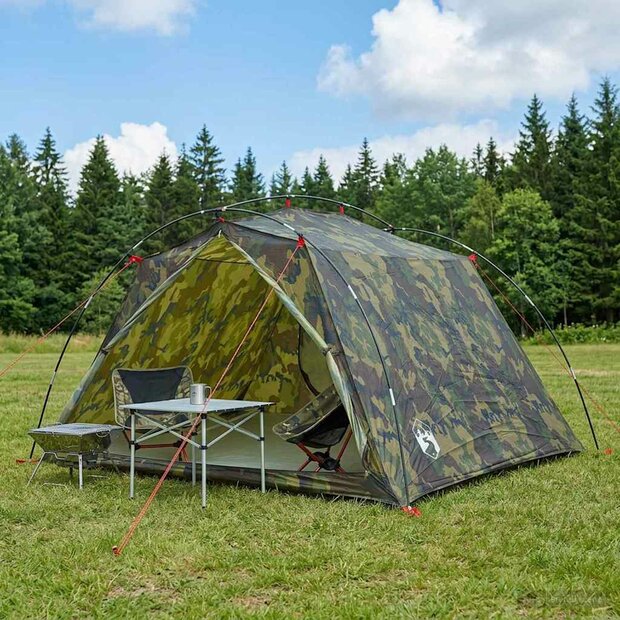 Tunneltent Camouflage 4-persoons 185T Polyester met PU Coating 1