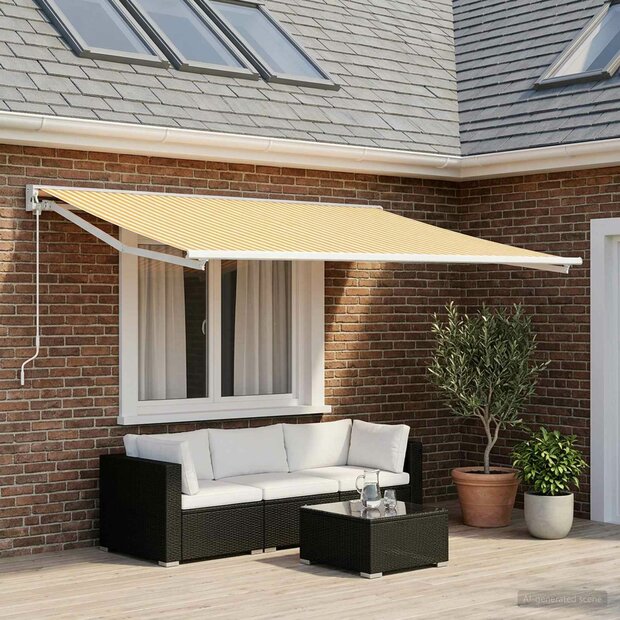 Vervangingsdoek voor zonnescherm Geel en Wit 300 x 250 cm 1