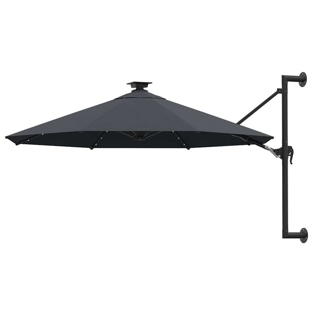 Wandparasol met LED&amp;apos;s 300 cm antracietkleurig 1