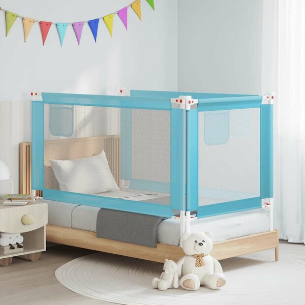 Bedhekje peuter 150x25 cm stof blauw 1