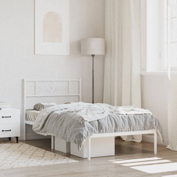 Bedframe met hoofdbord zonder matras metaal wit 75x190 cm 1