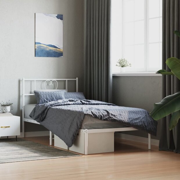Bedframe met hoofdbord zonder matras metaal wit 75x190 cm 1