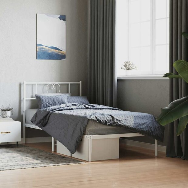 Bedframe met hoofdbord metaal wit 107x203 cm 1