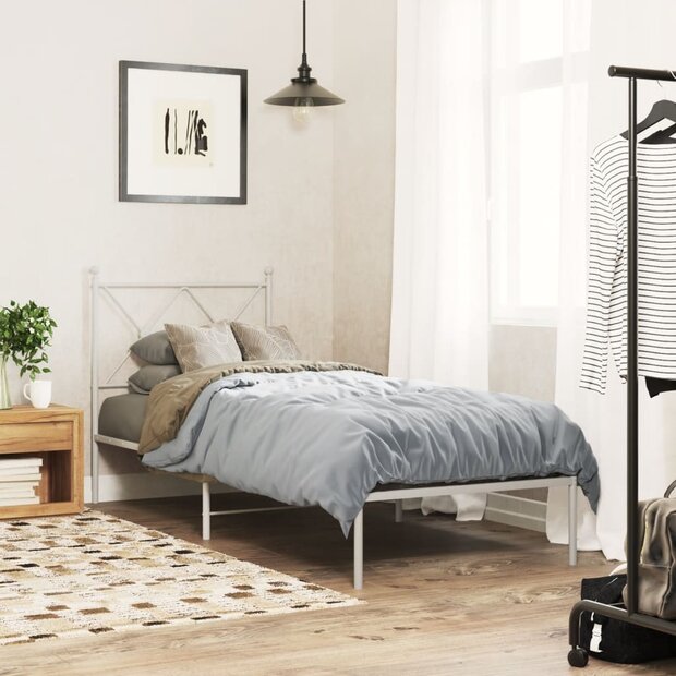 Bedframe met hoofdbord zonder matras metaal wit 75x190 cm 1