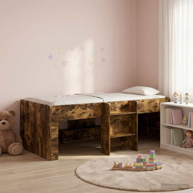 Kinder Hoogslaper Gerookt eiken 90 x 200 cm Bewerkt hout 1