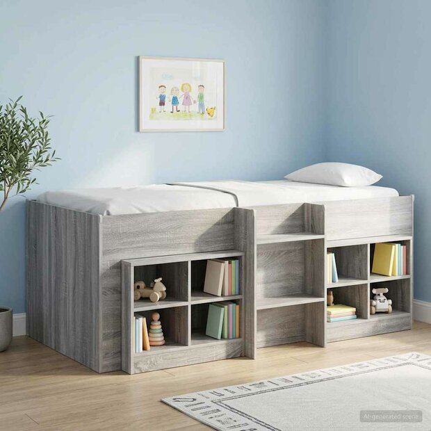 Kinder Hoogslaper Grijs Sonoma 90 x 200 cm Bewerkt hout 1