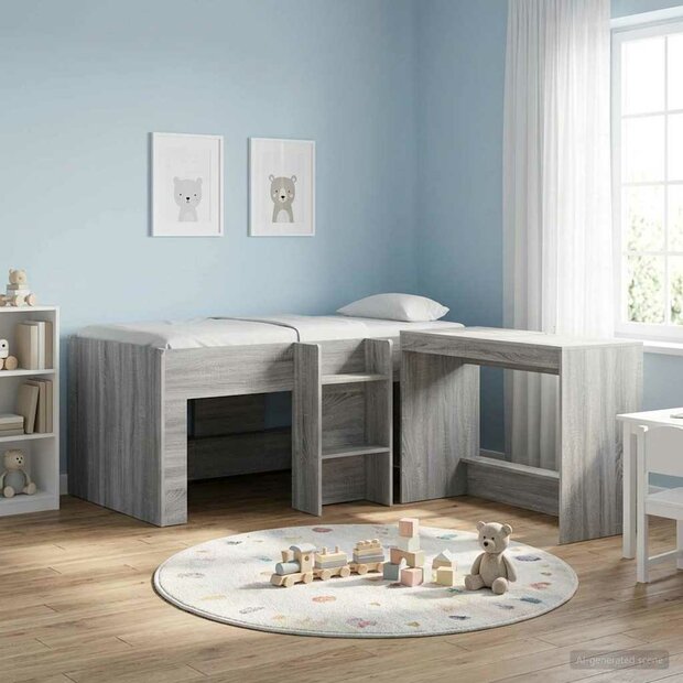 Kinder Hoogslaper Grijs Sonoma 80 x 160 cm Bewerkt hout 1