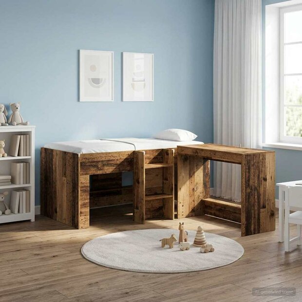 Kinder Hoogslaper Oud hout 80 x 160 cm Bewerkt hout 1