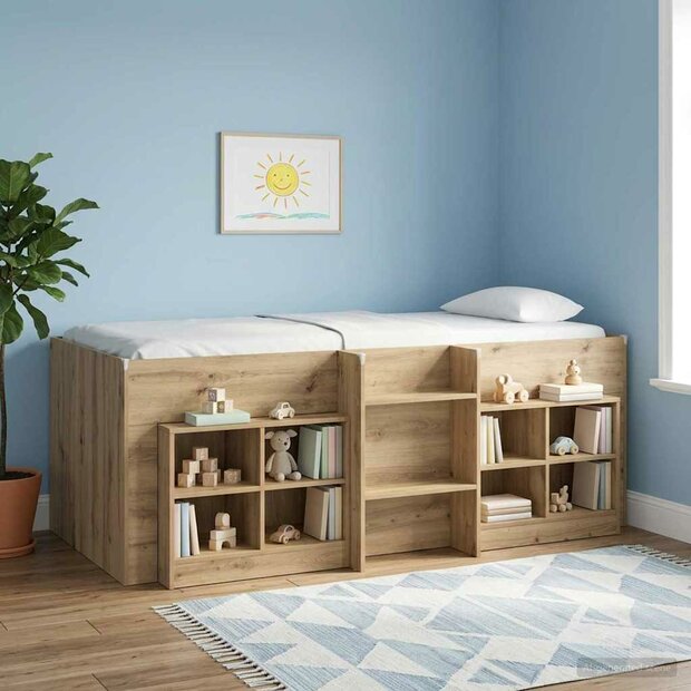 Kinder Hoogslaper Artisanaal eiken 75 x 190 cm Bewerkt hout 1