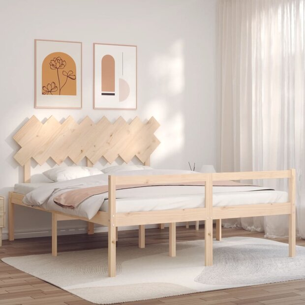 Seniorenbed met hoofdbord massief hout 160x200 cm 1