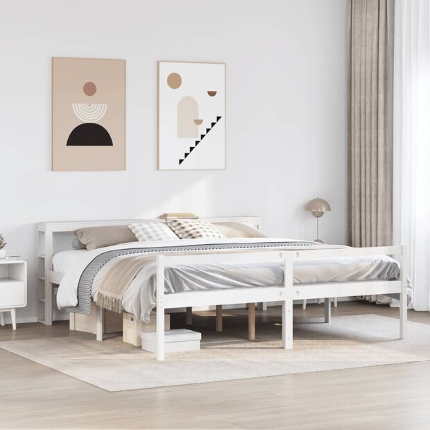 Seniorenbed met hoofdbord massief grenenhout wit 180x200 cm 1