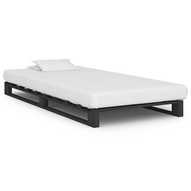 Bedframe pallet massief grenenhout grijs 100x200 cm 1